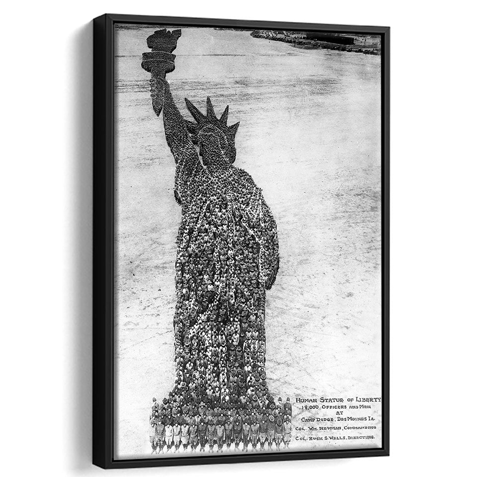 Human Statue Of Liberty Black And White Print, Framed Canvas Prints Wall Art Home Decor, Floating Frame