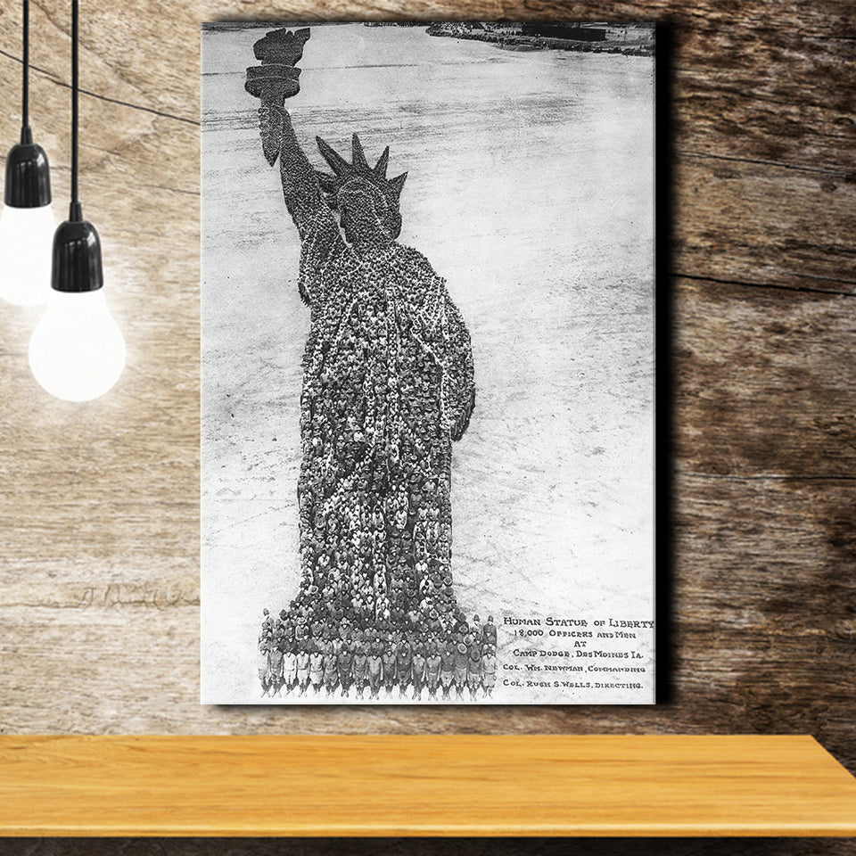 Human Statue Of Liberty Black And White Print, Canvas Prints Wall Art Home Decor