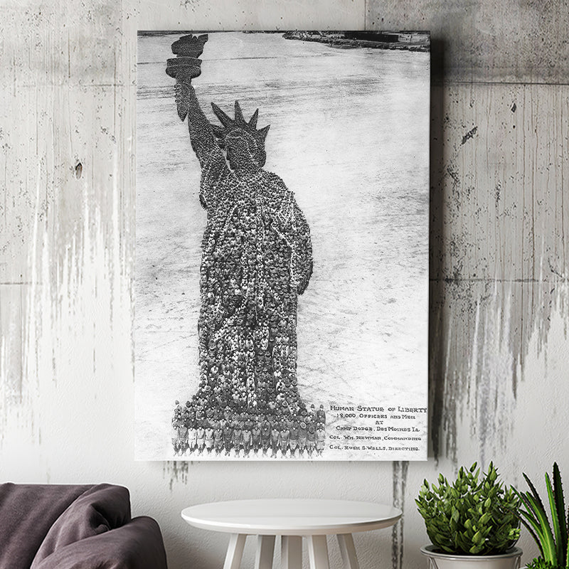 Human Statue Of Liberty Black And White Print, Canvas Prints Wall Art Home Decor