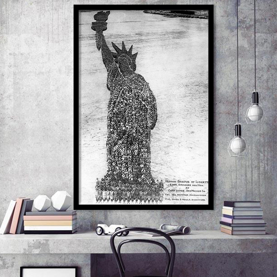 Human Statue Of Liberty Black And White Print, Framed Art Print Wall Art Decor,Framed Picture