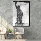 Human Statue Of Liberty Black And White Print, Framed Canvas Prints Wall Art Home Decor, Floating Frame