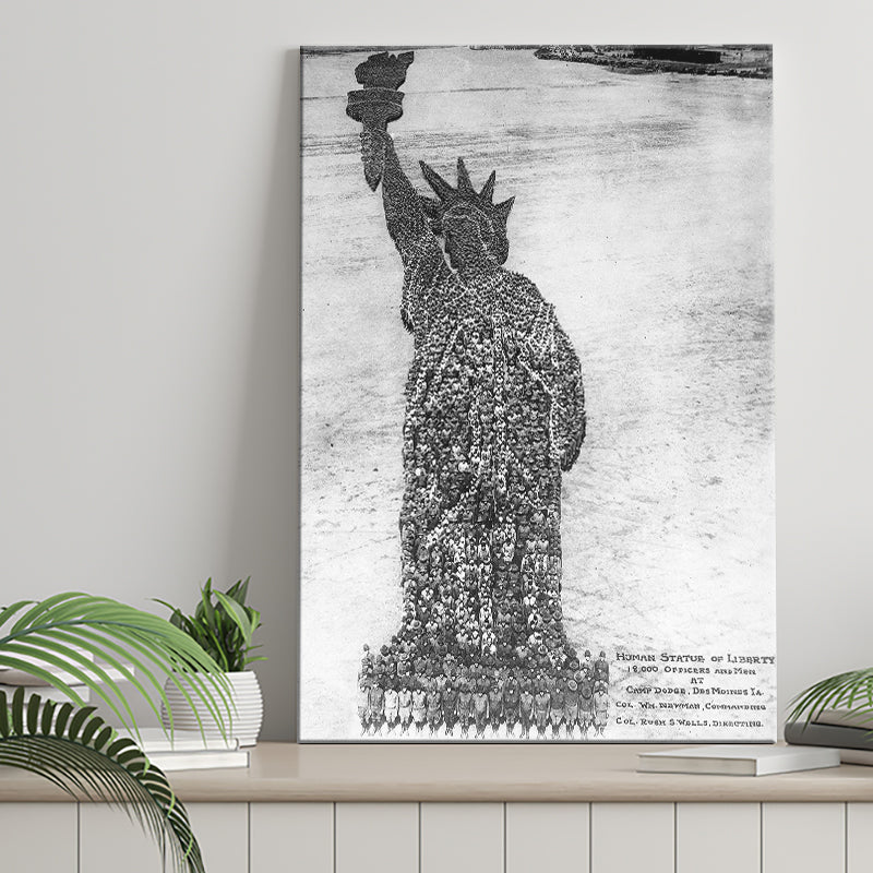 Human Statue Of Liberty Black And White Print, Canvas Prints Wall Art Home Decor