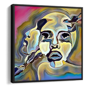 Canvas Wall Art | Human Face Outlines - Abstract Art - Framed Canvas, Canvas Prints, Painting Canvas