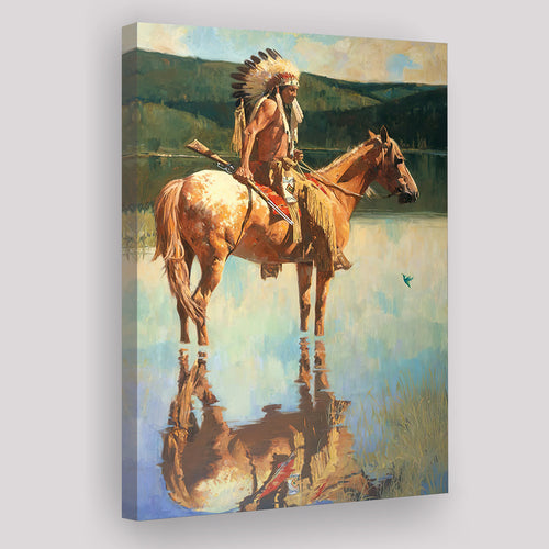 Hummingbirds Return Native American Art Horses Canvas Prints Wall Art - Painting Canvas, Wall Decor, Painting Prints