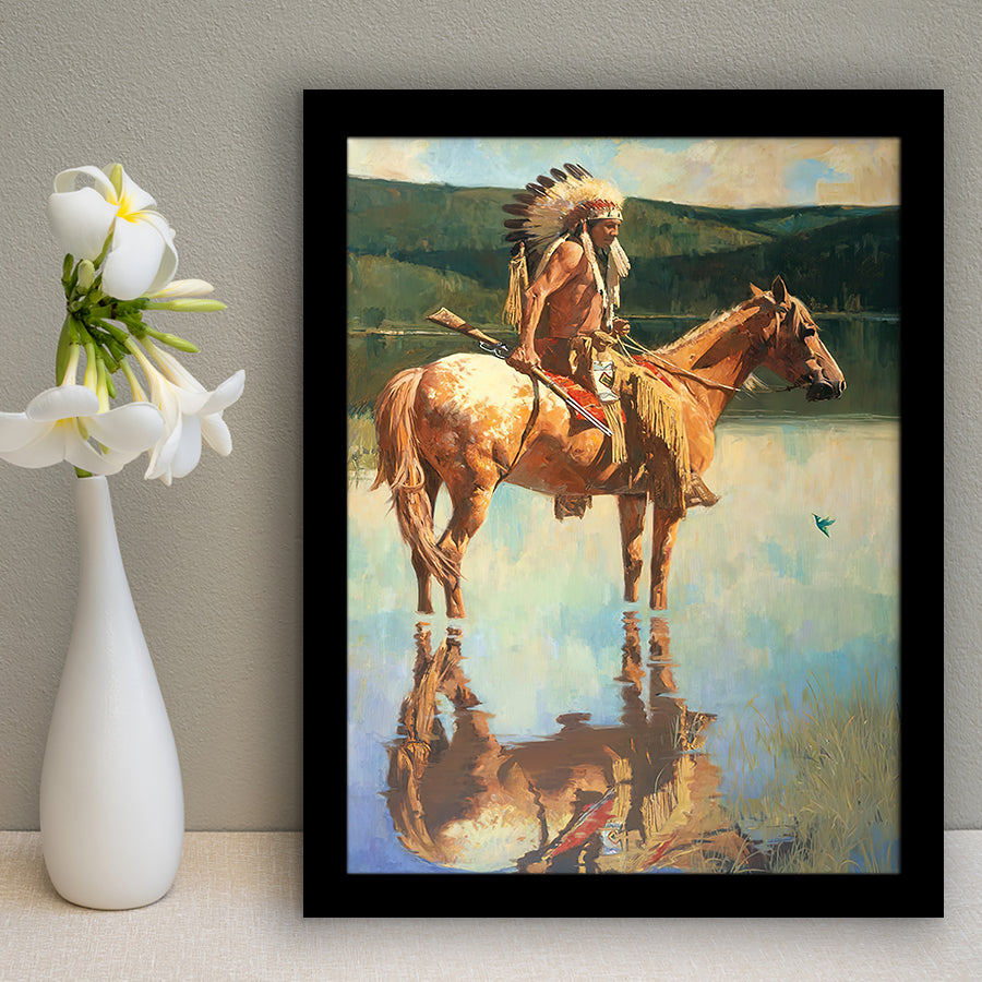 Hummingbirds Return Native American Art Horses Framed Art Prints Wall Decor - Painting Prints, Framed Picture
