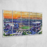 Huntington Bank Stadium Minnesota Football Stadium Watercolor, 5 Pieces B, Multi Panel Canvas Prints Wall Art Decor