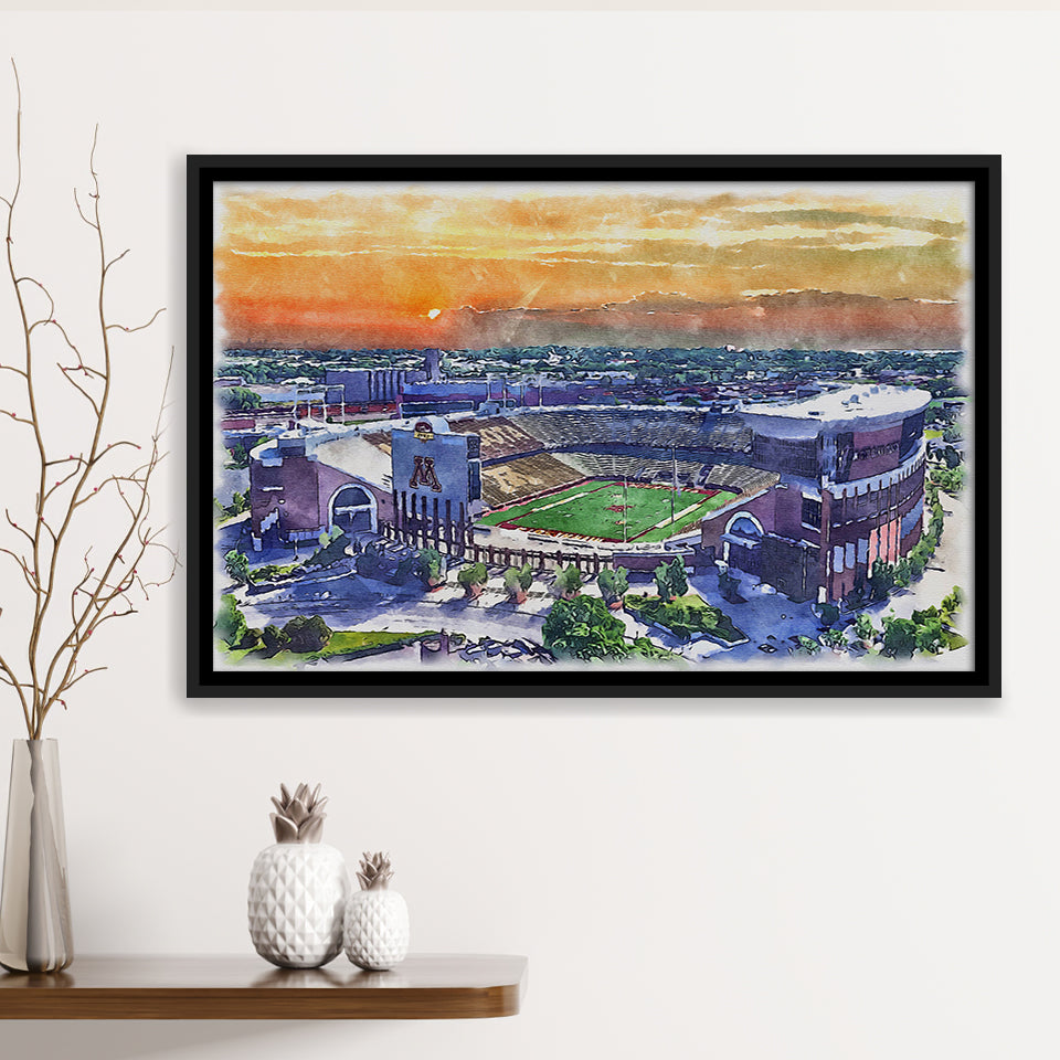 Huntington Bank Stadium Minnesota Football Stadium Watercolor, Sport Art Prints Fan Gift, Framed Canvas Prints Wall Art Decor