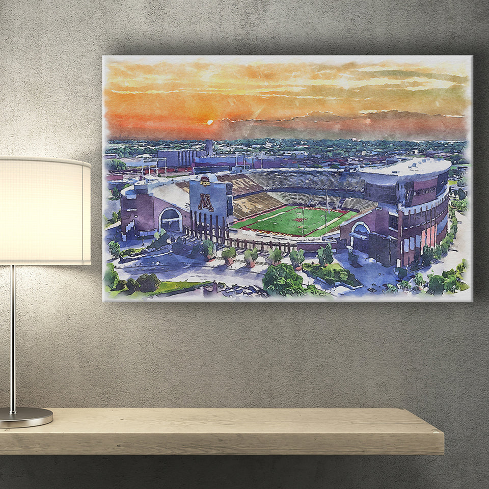 Huntington Bank Stadium Minnesota Football Stadium Watercolor, Sport Art Prints Fan Gift, Canvas Prints Wall Art Decor