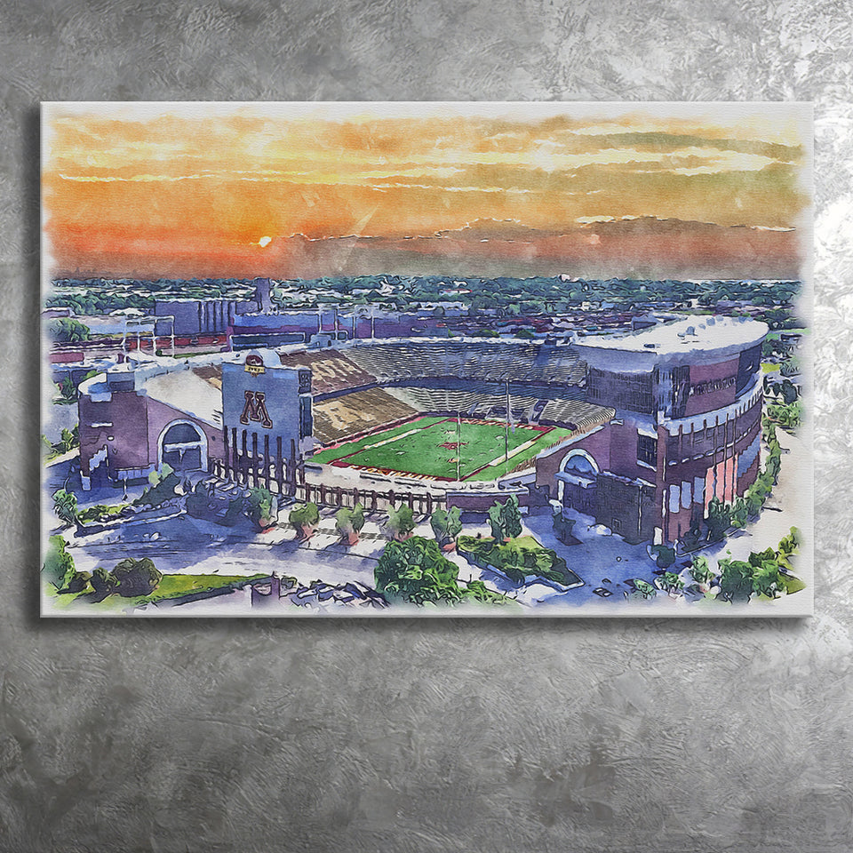 Huntington Bank Stadium Minnesota Football Stadium Watercolor, Sport Art Prints Fan Gift, Canvas Prints Wall Art Decor