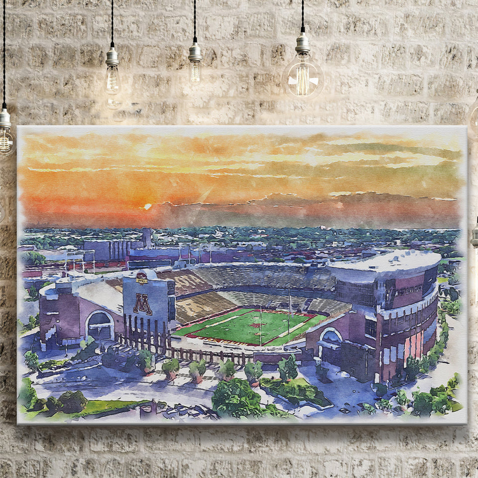 Huntington Bank Stadium Minnesota Football Stadium Watercolor, Sport Art Prints Fan Gift, Canvas Prints Wall Art Decor