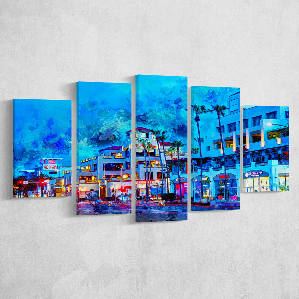 Huntington Beach 5 Pieces Canvas Prints Wall Art Decor - Painting Canvas, Mixed Canvas, Multi Panels
