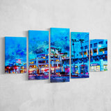 Huntington Beach 5 Pieces Canvas Prints Wall Art Decor - Painting Canvas, Mixed Canvas, Multi Panels