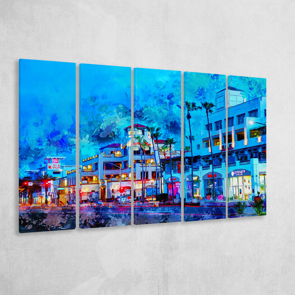 Huntington Beach 5 Piece B Canvas Prints Wall Art Decor, Multi Panels,Large Canvas, Home Decor