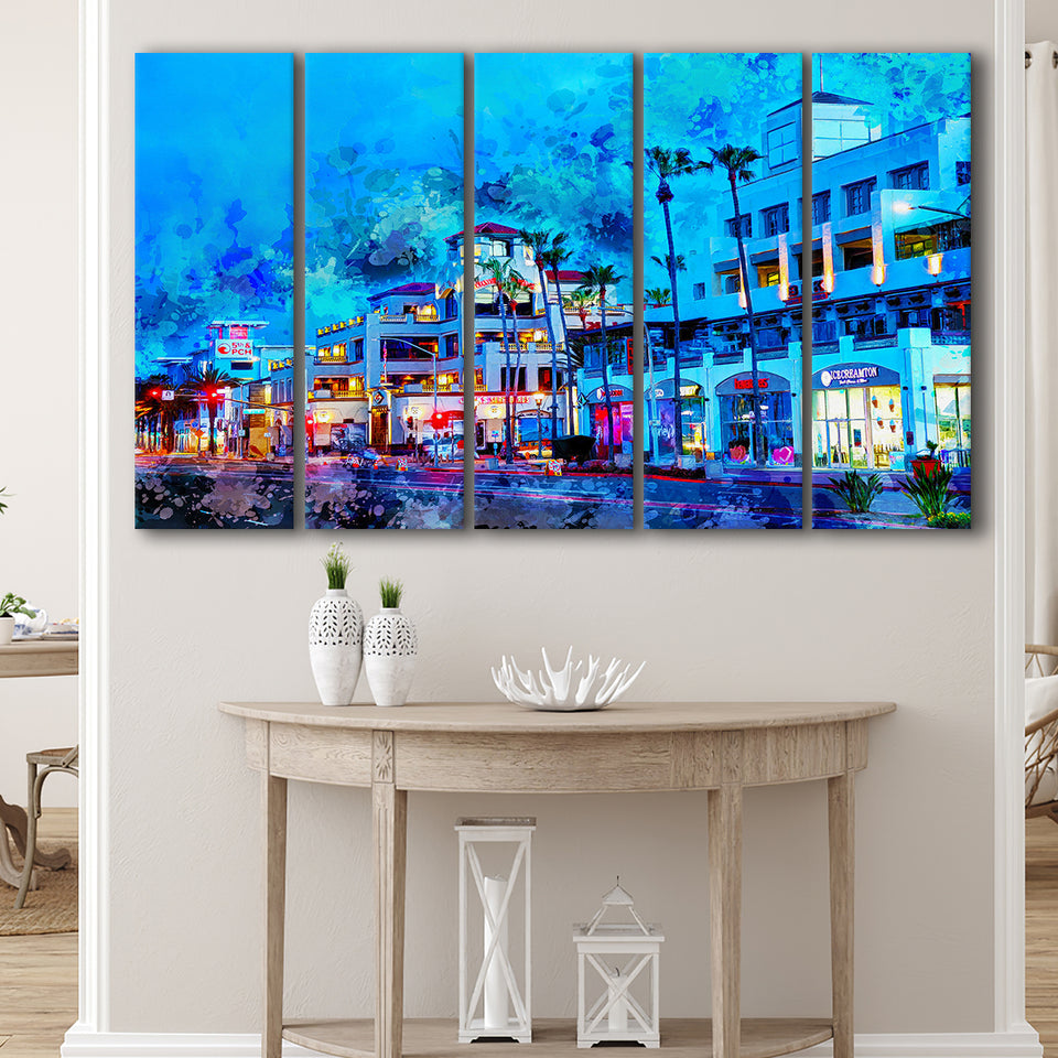 Huntington Beach 5 Piece B Canvas Prints Wall Art Decor, Multi Panels,Large Canvas, Home Decor
