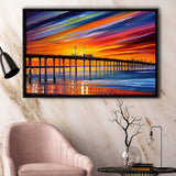 Huntington Beach Pier Skyline Huntington Beach Painting Wall Art, Sport Art Prints Fan Gift, Framed Canvas Prints Wall Art Decor