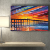 Huntington Beach Pier Skyline Huntington Beach Painting Wall Art, Sport Art Prints Fan Gift, Canvas Prints Wall Art Decor