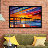 Huntington Beach Pier Skyline Huntington Beach Painting Wall Art, Sport Prints Fan Gift, Framed Art Prints Wall Art Decor