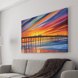 Huntington Beach Pier Skyline Huntington Beach Painting Wall Art, Sport Art Prints Fan Gift, Canvas Prints Wall Art Decor