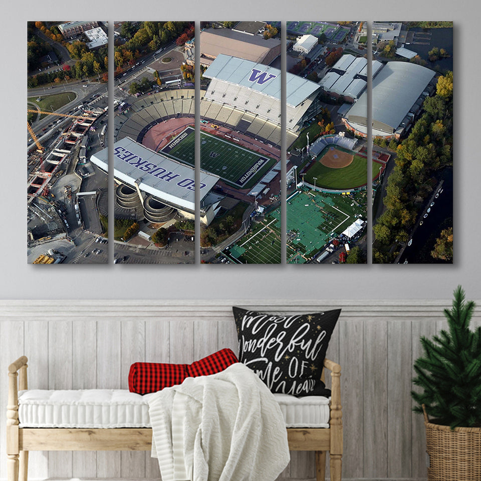 Husky Stadium Canvas Prints Washington Huskies Wall Art American,Multi Panels B,Sport Stadium Art Prints, Fan Gift