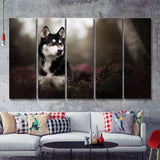 Husky Dog 5 Pieces B Canvas Prints Wall Art - Painting Canvas, Multi Panels,5 Panel, Wall Decor