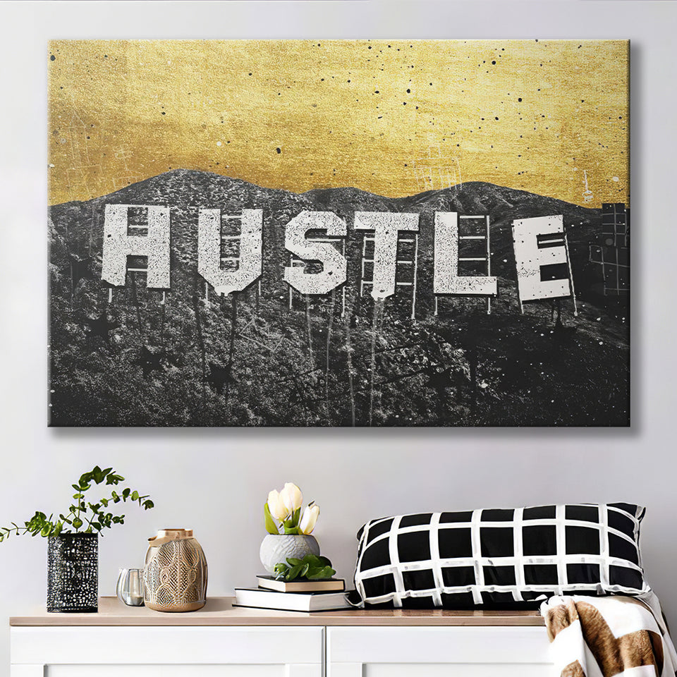 Hustle1 Canvas Prints Wall Art - Painting Canvas,Office Business Motivation Art, Wall Decor
