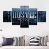 Hustle Until Your Haters Ask If Your Hiring Motivational 5 Piece Canvas Prints Wall Art - Painting Prints, Wall Decor,Multi Panel