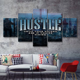 Hustle Until Your Haters Ask If Your Hiring Motivational 5 Piece Canvas Prints Wall Art - Painting Prints, Wall Decor,Multi Panel