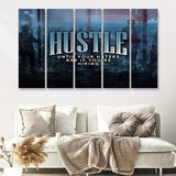 Hustle Until Your Haters Ask If Your Hiring Motivational 5 Piece Canvas Prints Wall Art - Painting Prints, Wall Decor,Multi Panels