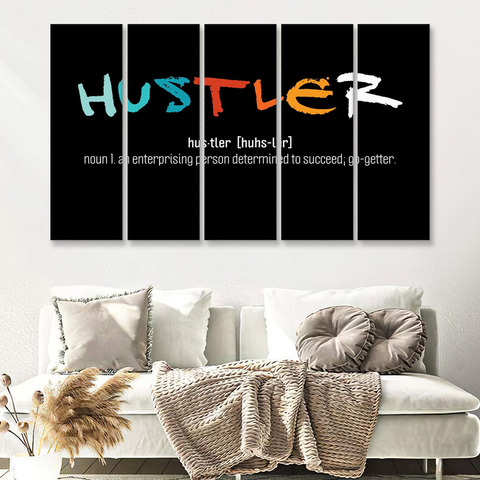Hustler Definition 5 Piece Canvas Prints Wall Art - Painting Prints, Wall Decor,Multi Panels