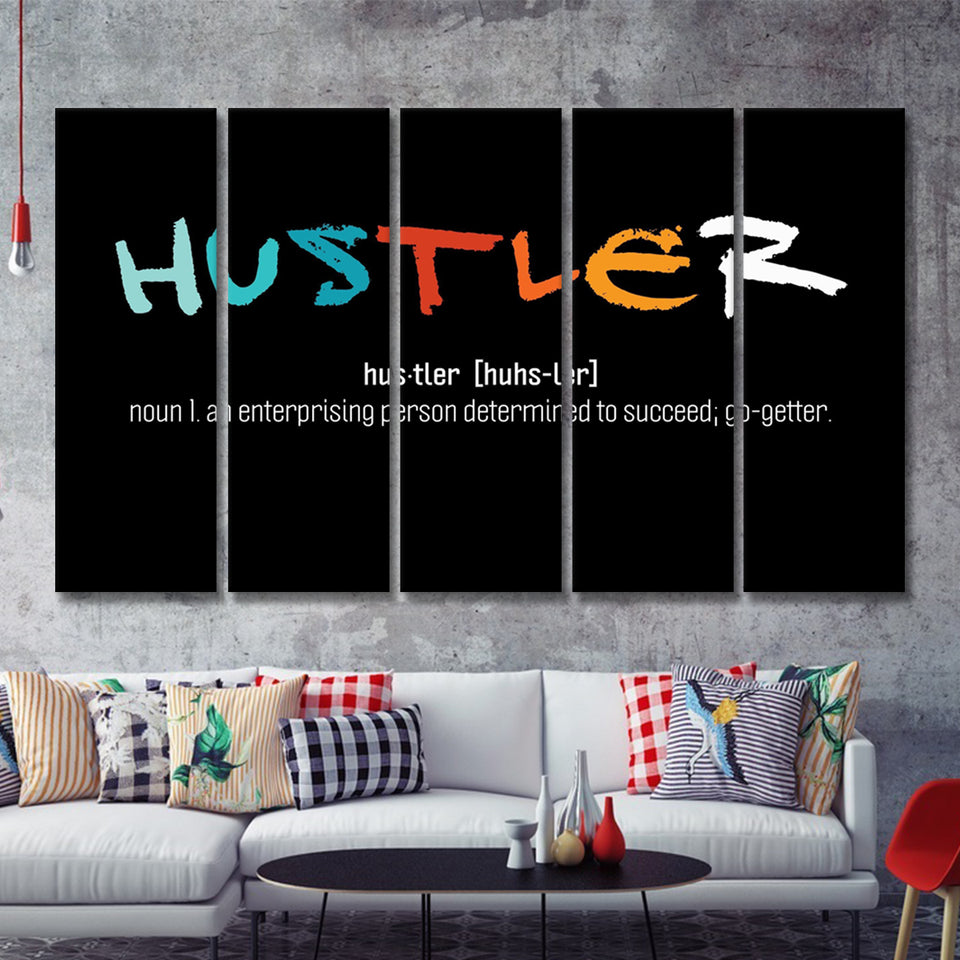 Hustler Definition 5 Piece Canvas Prints Wall Art - Painting Prints, Wall Decor,Multi Panels