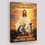 I Believe In God Family And Country I Will Salute My Flag I Am A Proud American Canvas Prints Wall Art - Painting Canvas, Wall Decor