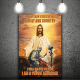 I Believe In God Family And Country I Will Salute My Flag I Am A Proud American Canvas Prints Wall Art - Painting Canvas, Wall Decor