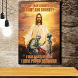 I Believe In God Family And Country I Will Salute My Flag I Am A Proud American Canvas Prints Wall Art - Painting Canvas, Wall Decor