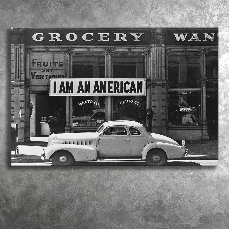 I Am An American Black And White Print, Dorothea Lange Photograph Canvas Prints Wall Art Home Decor