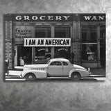 I Am An American Black And White Print, Dorothea Lange Photograph Canvas Prints Wall Art Home Decor