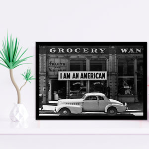 I Am An American Black And White Print, Dorothea Lange Photograph Framed Art Prints, Wall Art,Home Decor,Framed Picture