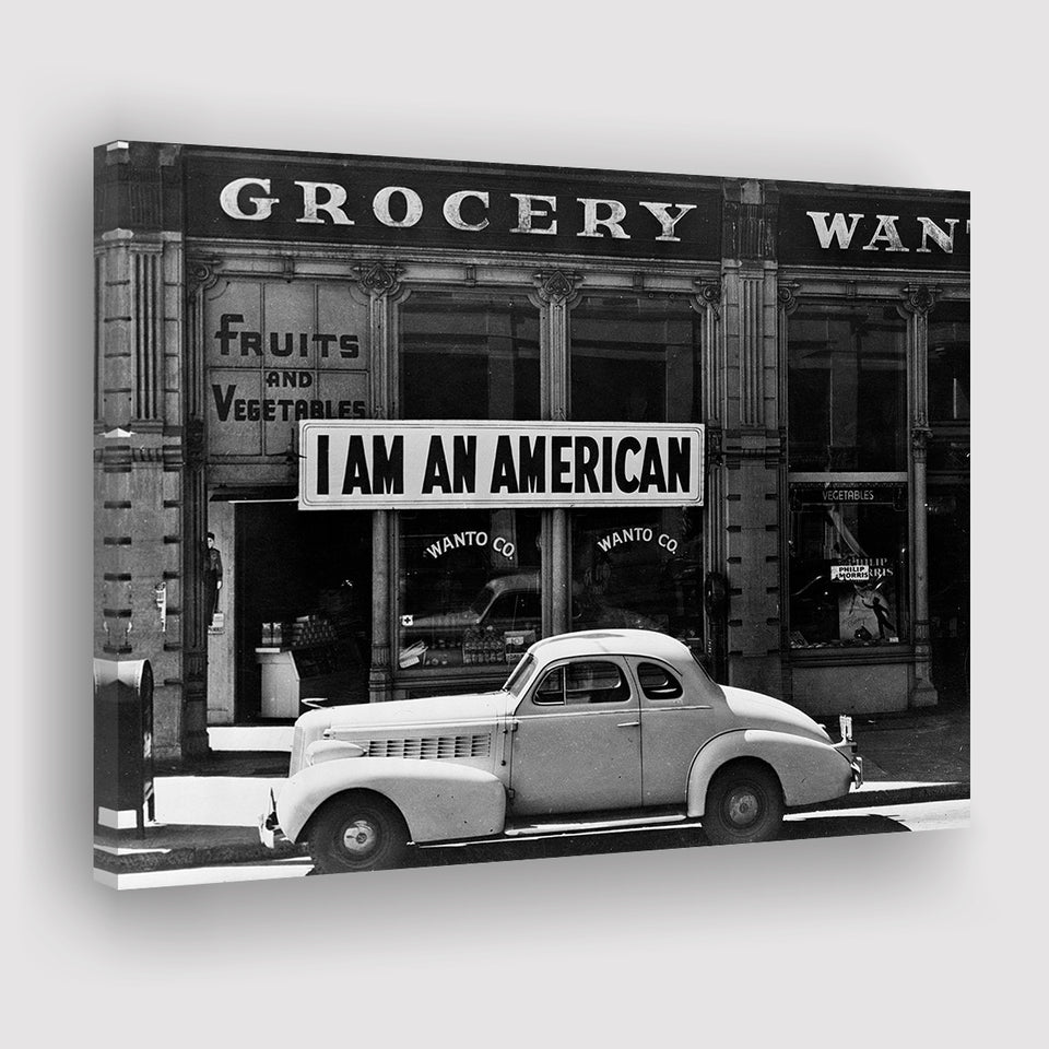 I Am An American Black And White Print, Dorothea Lange Photograph Canvas Prints Wall Art Home Decor