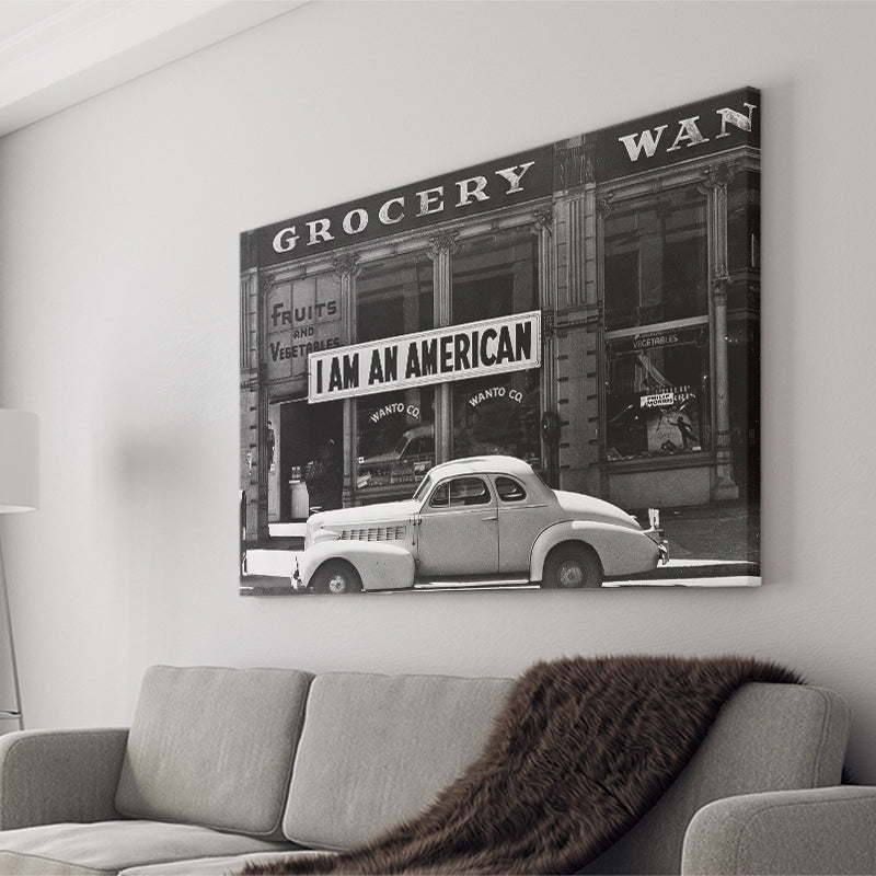 I Am An American Black And White Print, Dorothea Lange Photograph Canvas Prints Wall Art Home Decor