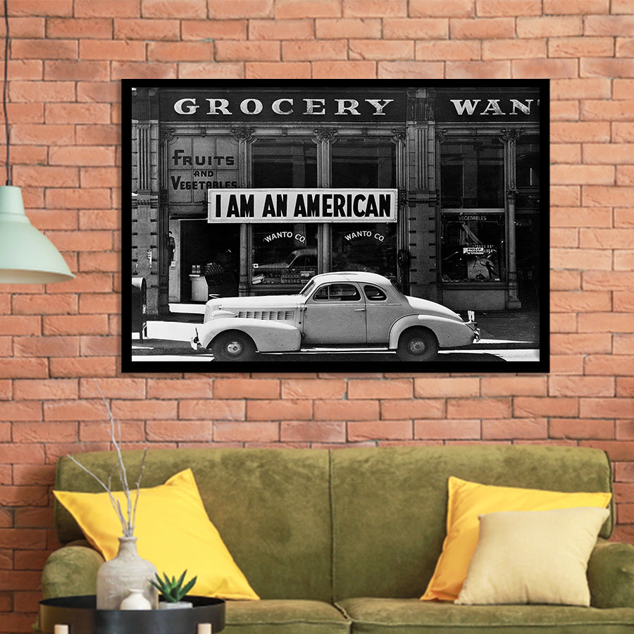 I Am An American Black And White Print, Dorothea Lange Photograph