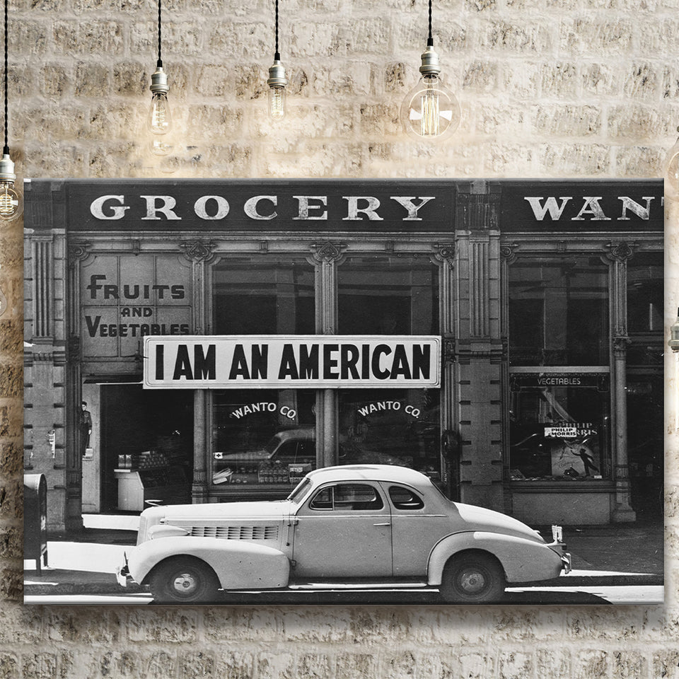 I Am An American Black And White Print, Dorothea Lange Photograph Canvas Prints Wall Art Home Decor
