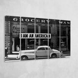 I Am An American Black And White Print, Dorothea Lange Photograph Larger Canvas Art, 5 Piece Canvas Prints Wall Art Decor
