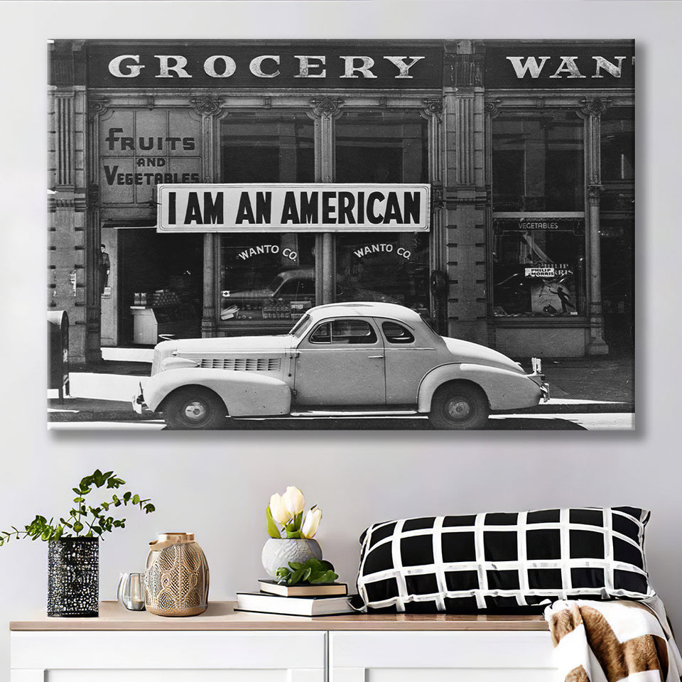 I Am An American Black And White Print, Dorothea Lange Photograph Canvas Prints Wall Art Home Decor
