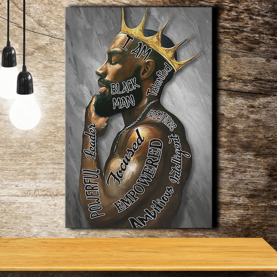 I Am Black Man Black King Canvas Prints Wall Art - Painting Canvas, Wall Decor, Home Decor