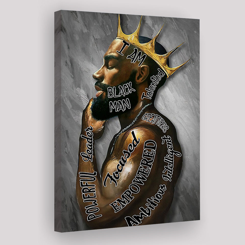 I Am Black Man Black King Canvas Prints Wall Art - Painting Canvas, Wall Decor, Home Decor