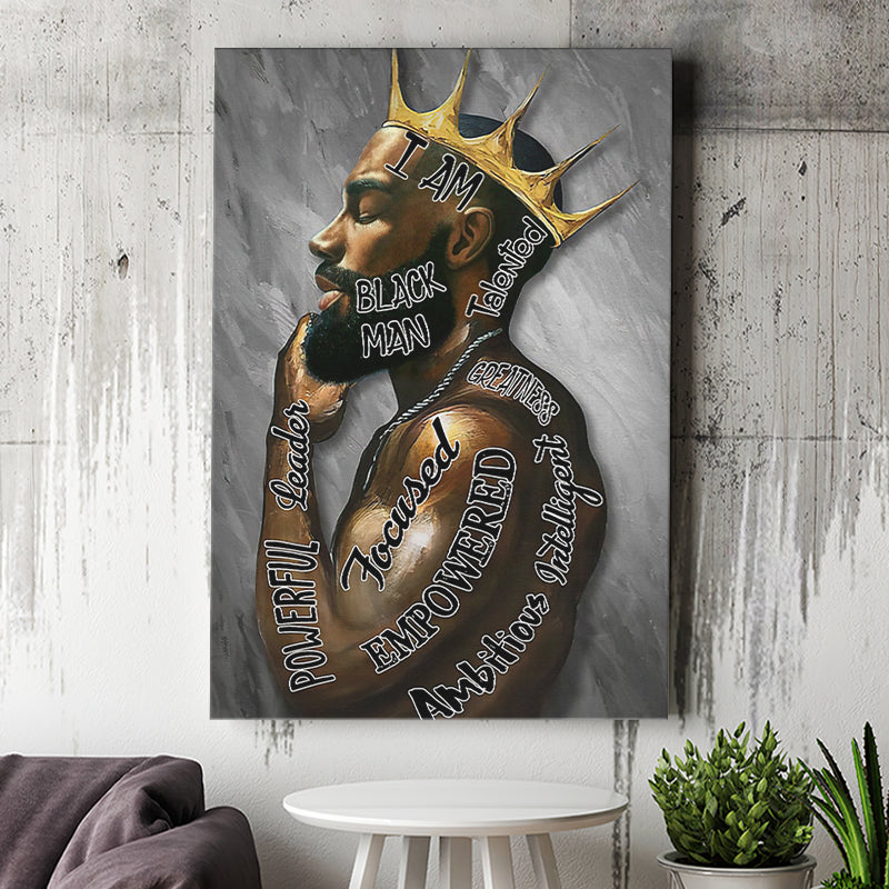 I Am Black Man Black King Canvas Prints Wall Art - Painting Canvas, Wall Decor, Home Decor