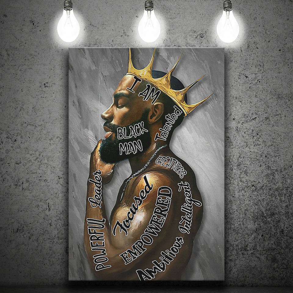 I Am Black Man Black King Canvas Prints Wall Art - Painting Canvas, Wall Decor, Home Decor