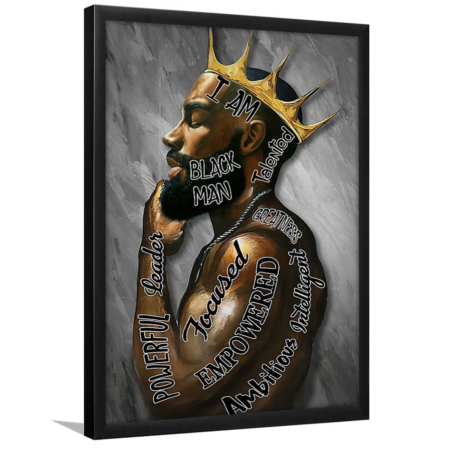 I Am Black Man Black King Framed Art Print Wall Decor - Painting Art, Framed Picture, Home Decor