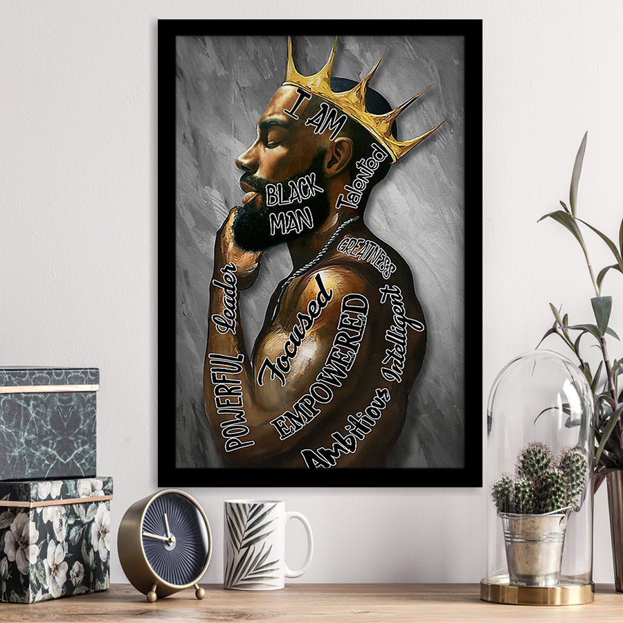 I Am Black Man Black King Framed Art Print Wall Decor - Painting Art, Framed Picture, Home Decor
