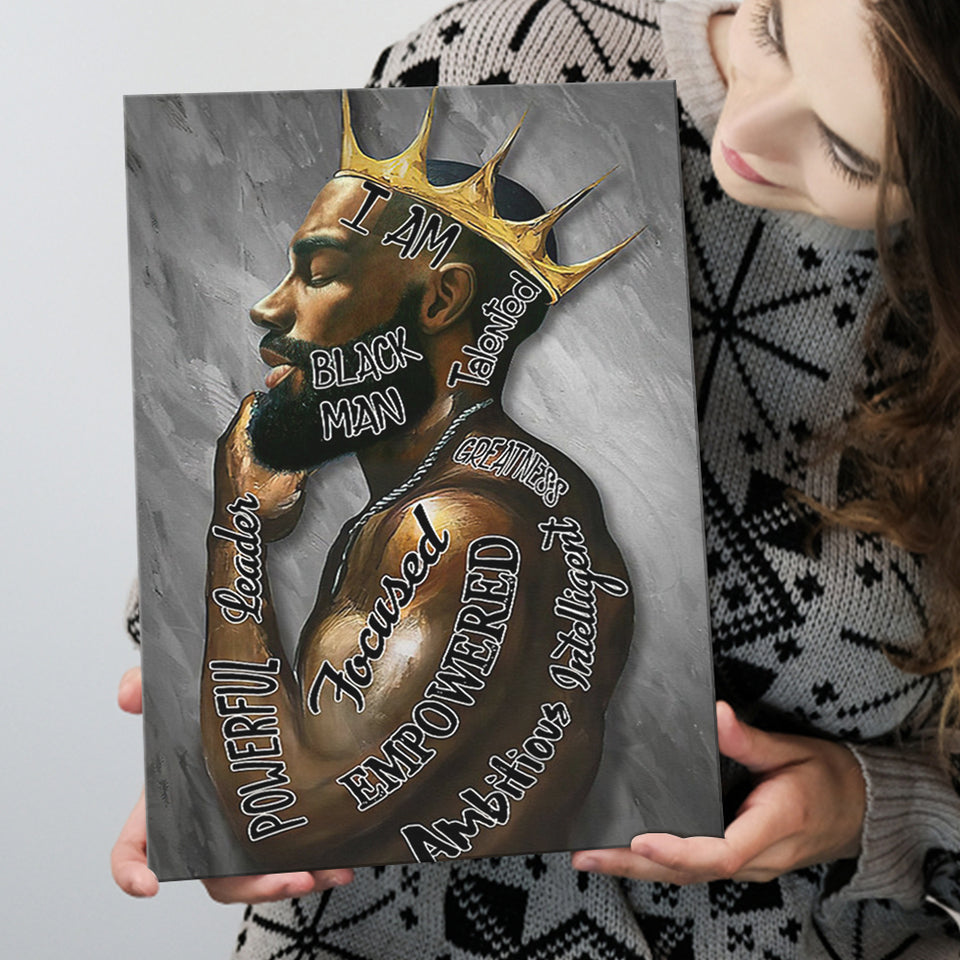 I Am Black Man Black King Canvas Prints Wall Art - Painting Canvas, Wall Decor, Home Decor