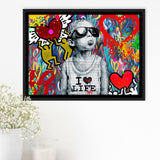 I Love Life Banksy Graffiti Wall Framed Canvas Prints Wall Art - Painting Prints, Wall Decor, Floating Frame